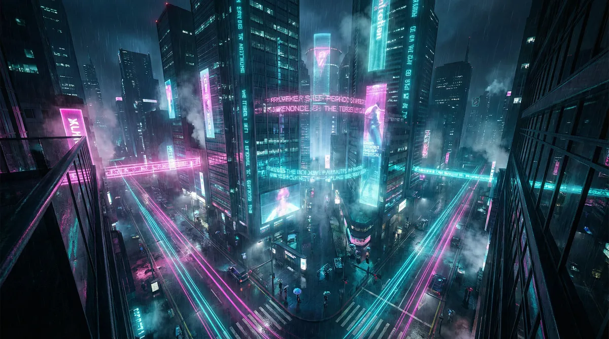 lulushe网址 竖屏短剧平台首页背景 - 赛博朋克都市夜景